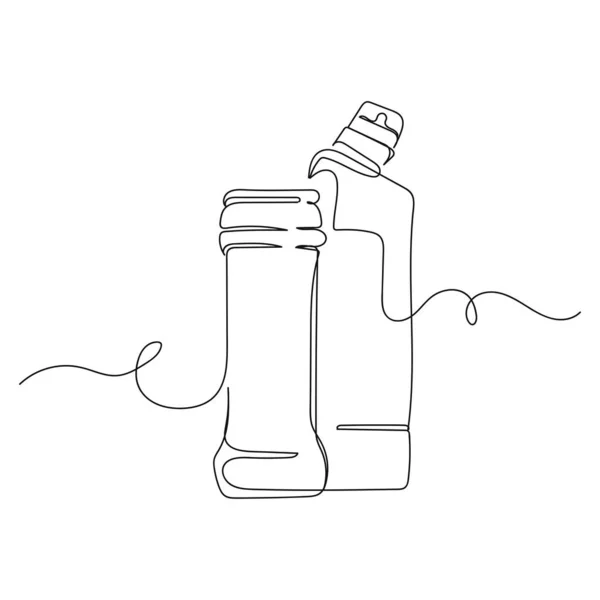Beyaz Arkaplan Üzerinde Sıvı Deterjan Kabı Çiziminin Sürekli Vektör Çizimi — Stok Vektör