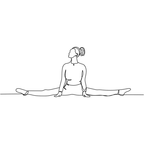 Vector Continuo Una Sola Línea Dibujo Mujer Atractiva Yoga Deportivo — Vector de stock