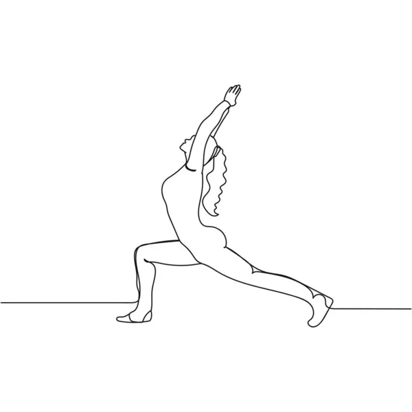 Vector Continuo Una Sola Línea Dibujo Mujer Atractiva Yoga Deportivo — Vector de stock