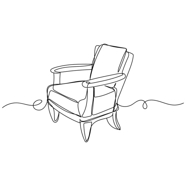 矢量连续一个单行绘图图标扶手椅在轮廓上的白色背景 线性风格化 — 图库矢量图片