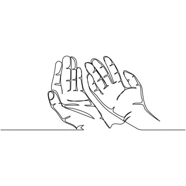 Vector Continuous One Single Line Drawing Icon Christian Man Praying — Stock Vector