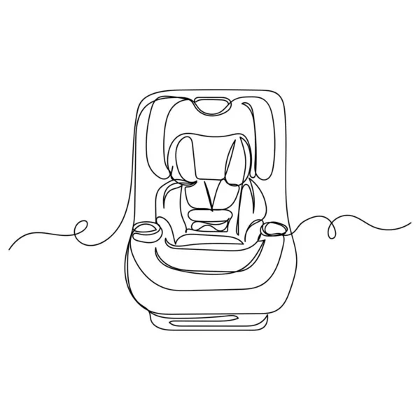 矢量连续一个单行绘图图标斜倚婴儿车在轮廓的白色背景 线性风格化 — 图库矢量图片