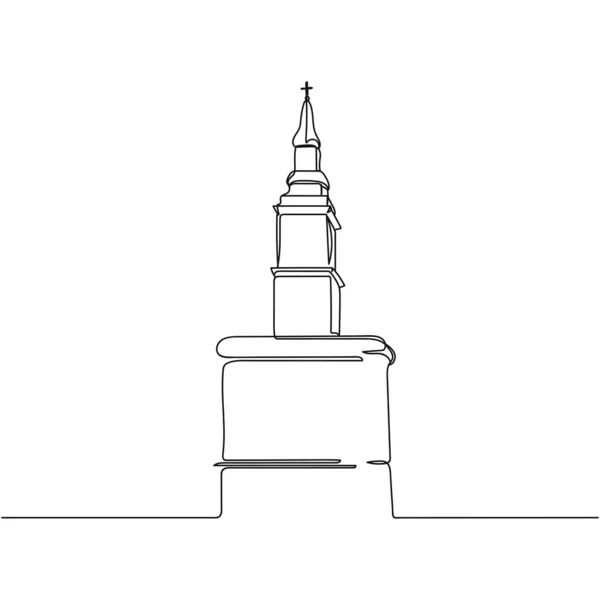Vector Durchgängig Eine Einzige Linie Zeichnende Ikone Der Kirche Silhouette — Stockvektor