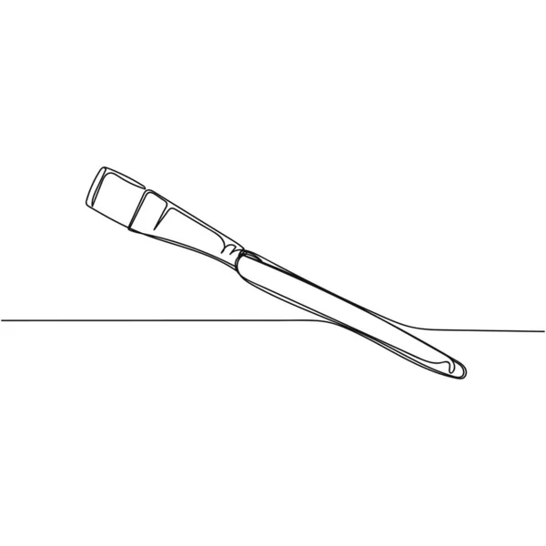 矢量连续一个单行绘图图标的画笔在一个白色背景的轮廓 线性风格化 — 图库矢量图片