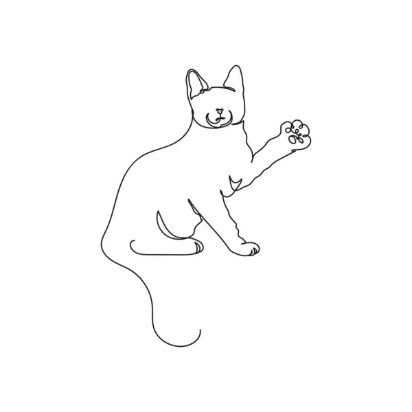 Vector Continuo Una Sola Línea Dibujo Icono Gato Hermoso Gatito — Vector de stock