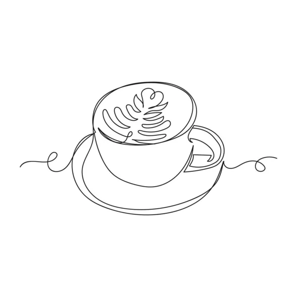 Vecteur Continu Une Seule Ligne Dessin Icône Café Tasse Silhouette — Image vectorielle