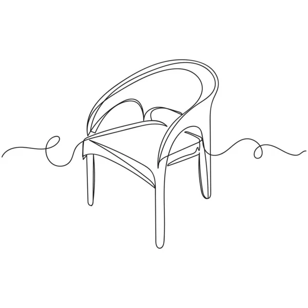 矢量连续一个单行绘图图标舒适的椅子轮廓在白色背景 线性风格化 — 图库矢量图片