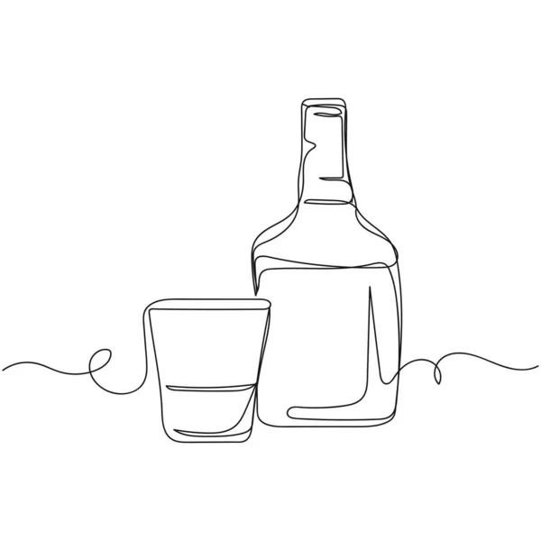 Vector Continuo Una Sola Línea Icono Dibujo Botella Vidrio Alcohol — Archivo Imágenes Vectoriales