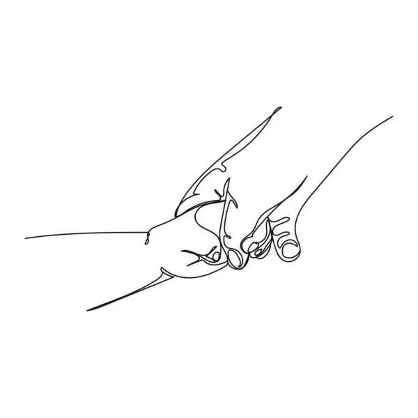 Вектор Непрерывной Одной Линии Рисования Иконки Руки Матери Ребенка Силуэте — стоковый вектор