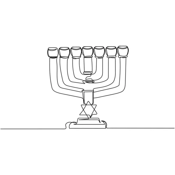 Vector Continuous One Single Line Drawing Icon Menorah Stand Lamp — Stock Vector