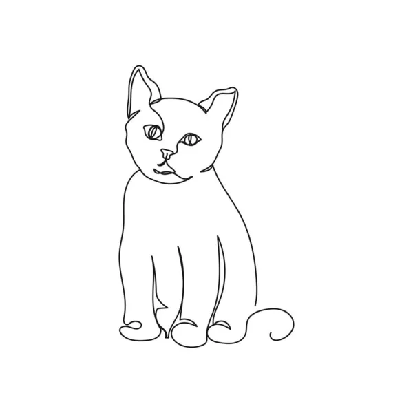 Vector Continuo Una Sola Línea Dibujo Icono Animal Lindo Gatito — Vector de stock