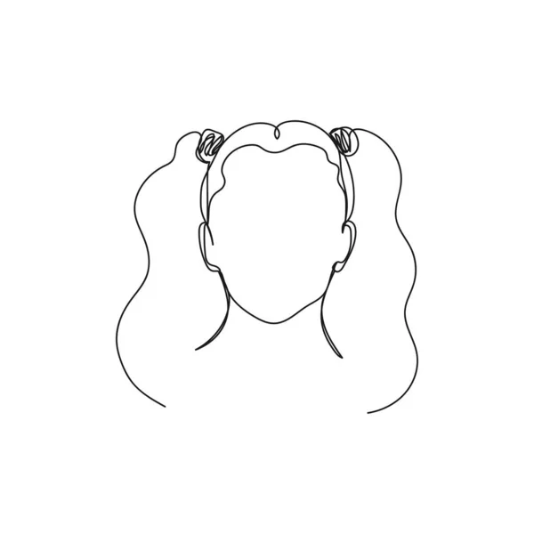 Вектор Непрерывная Одна Линия Рисования Иконка Милой Красивой Женщины Силуэте — стоковый вектор