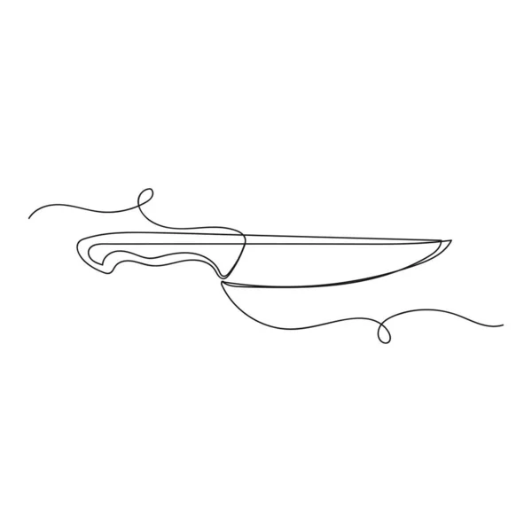 Вектор Непрерывный Одной Линии Рисунок Иконки Ножа Силуэте Белом Фоне — стоковый вектор