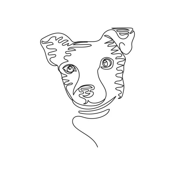 Vector Continuous One Single Line Drawing Icon Portrait Dog Logo — Stock Vector