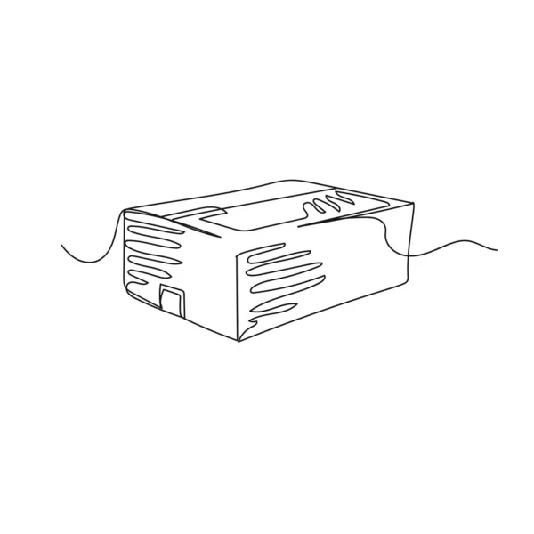 Vecteur Continu Une Seule Icône Dessin Ligne Boîte Carton Unique — Image vectorielle