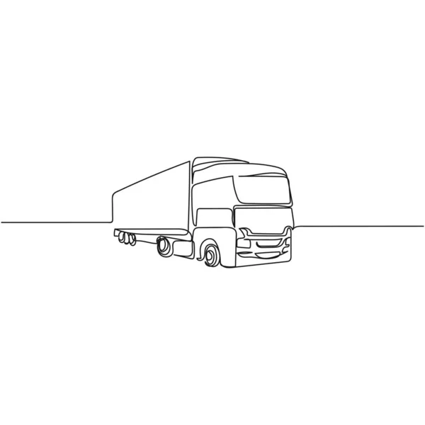 Vector Kontinuierlich Eine Einzige Linie Zeichnen Symbol Des Anhängers Lkw — Stockvektor