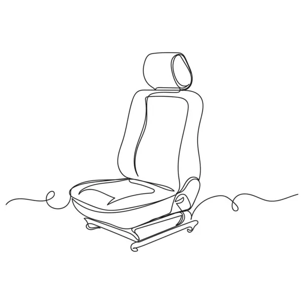 Вектор Безперервної Однієї Лінії Іконки Креслення Автомобільного Сидіння Силуеті Білому — стоковий вектор