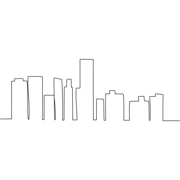 Vector Continuous One Single Line Drawing Icon City Towers Silhouette — Stock Vector