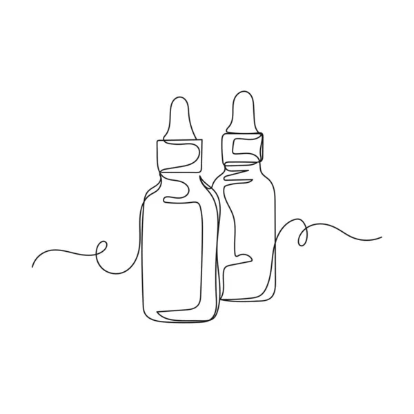 Vector Continuo Una Sola Línea Icono Dibujo Botellas Con Líquido — Vector de stock