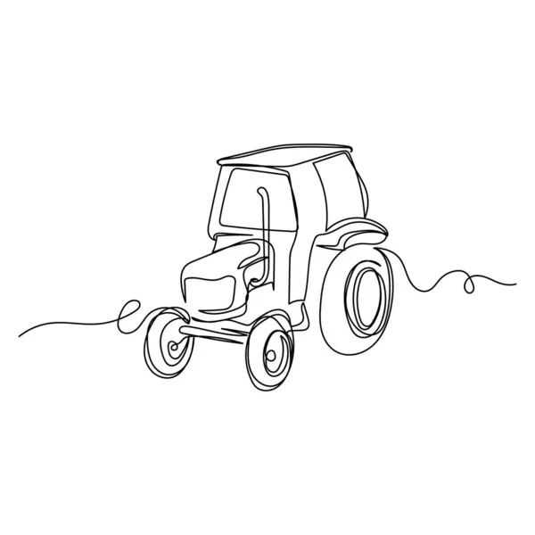 Vecteur Continu Une Seule Icône Dessin Ligne Tracteur Silhouette Sur — Image vectorielle