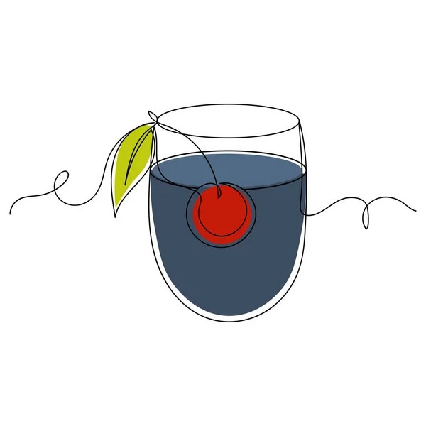 Vector Continuo Una Sola Línea Dibujo Icono Cóctel Licor Alcohol — Vector de stock