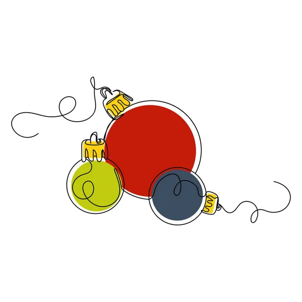 Vector Kontinuierliche Eine Einzige Linie Zeichnung Symbol Der Weihnachtsdekoration Kugeln — Stockvektor
