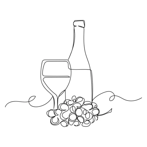 벡터는 와인의 상징인 와인을 배경으로 실루엣으로 하나의 라인을 그리고 라이노 — 스톡 벡터
