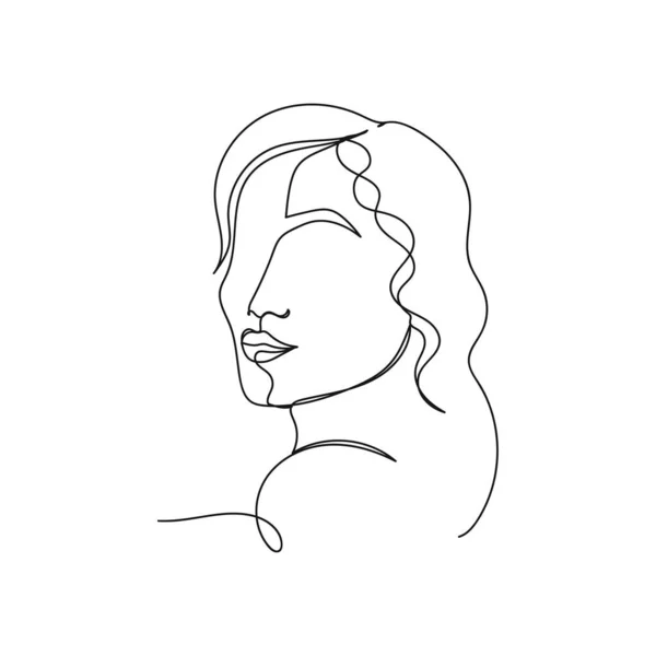 矢量连续一个单行绘图图标漂亮的美丽女性女性在轮廓上的白色背景 线性风格化 — 图库矢量图片