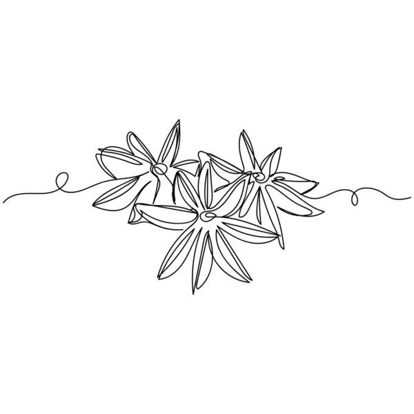 Векторная Непрерывная Одна Линия Рисования Иконки Дерева Анисовой Звезды Силуэте — стоковый вектор