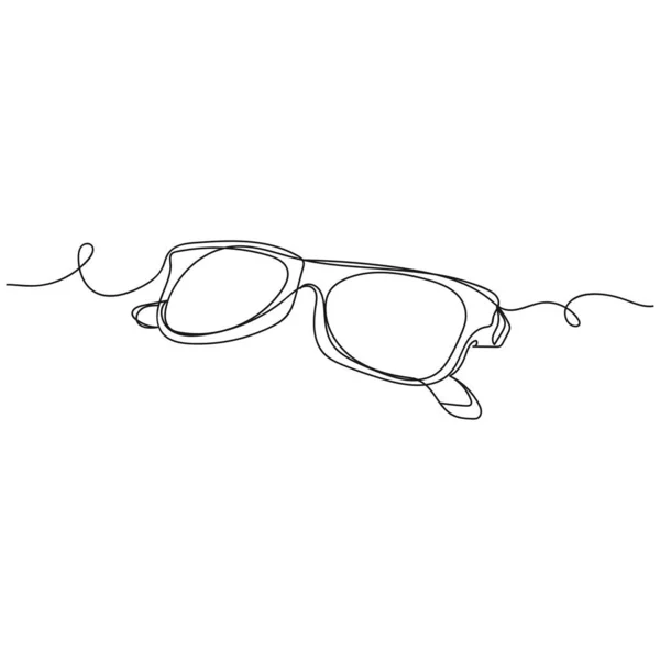 Vector Continuous One Single Line Drawing Icon Sunglasses Silhouette White — Stock Vector