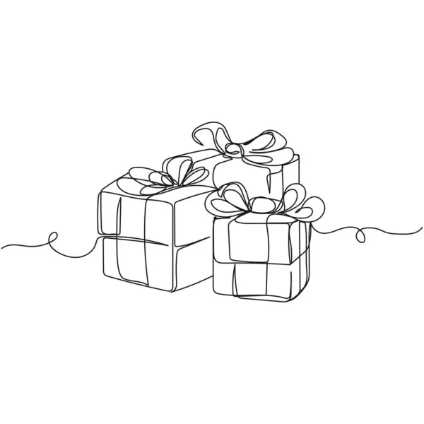Christmas Present, Gift, Box Border. One Continuous Line Drawing of Gifts  or Boxes. Line Art Simple Background, Border Stock Vector - Illustration of  line, horizontal: 197784737