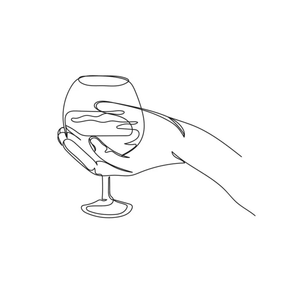 Vector Continuo Una Sola Línea Dibujo Icono Mano Sosteniendo Vaso — Archivo Imágenes Vectoriales