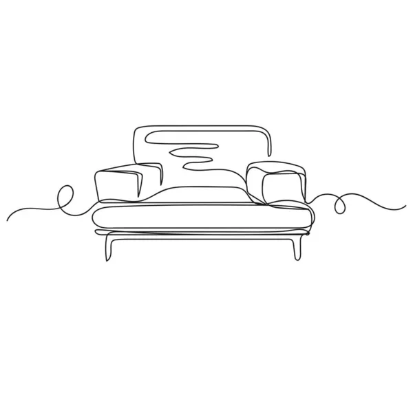 矢量连续一个单行绘图图标椅子或小沙发在轮廓的白色背景 线性风格化 — 图库矢量图片