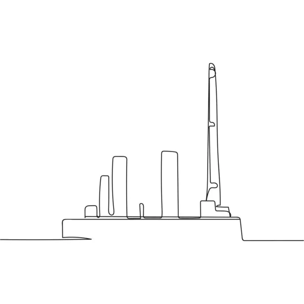 Vector Kontinuierlich Eine Einzige Linie Zeichensymbol Der Pflanzenfabrik Silhouette Auf — Stockvektor