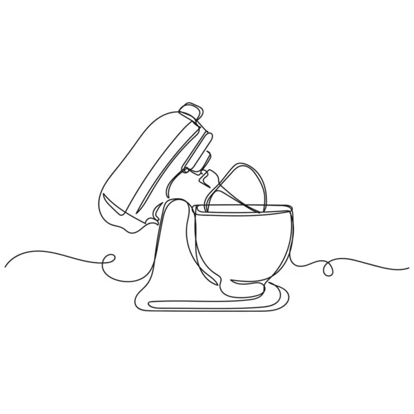 Διανυσματική Συνεχής Μία Γραμμή Εικόνα Σχεδίασης Του Stand Food Mixer — Διανυσματικό Αρχείο