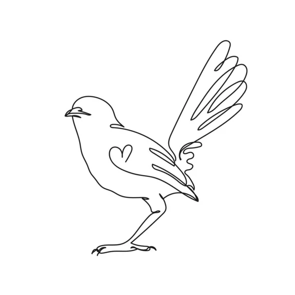 Vector Kontinuierlich Eine Einzige Linie Zeichensymbol Des Schönen Vogeltier Konzept — Stockvektor