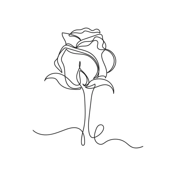 白を基調としたシルエットでバラの花のお祝いのコンセプトのベクトル連続1本の線画アイコン 線形形式 — ストックベクタ