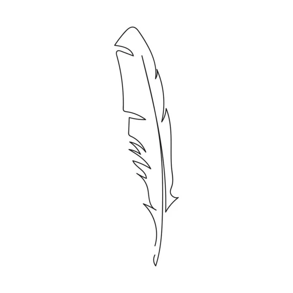 矢量连续一个单行画图标猎鹰羽毛鸟在一个白色背景的轮廓 线性风格化 — 图库矢量图片