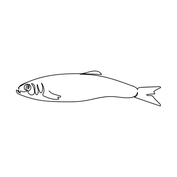 Vector Continuo Una Sola Línea Icono Dibujo Pescado Arenque Salado — Vector de stock