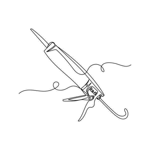 Векторный Непрерывный Однолинейный Рисунок Значка Силиконового Клеевого Пистолета Силуэте Белом — стоковый вектор