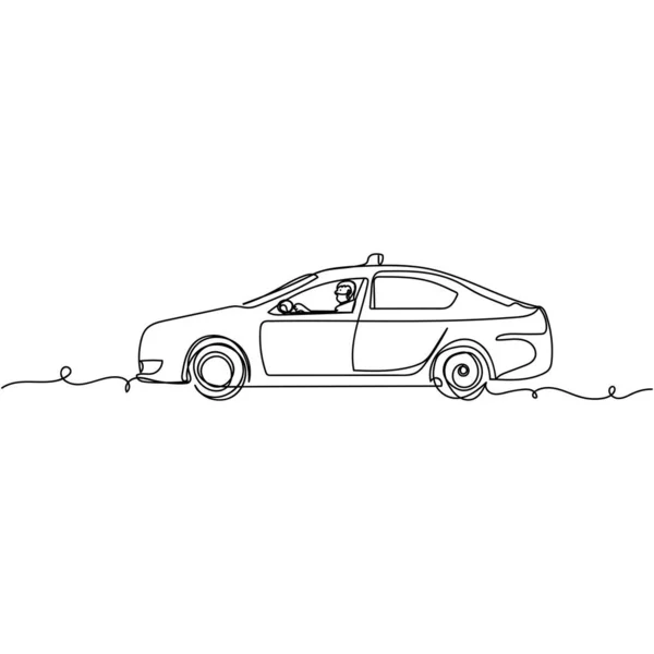 Vektor Kontinuální Jeden Řádek Kreslení Ikonu Taxikáře Řidiče Lékařské Masce — Stockový vektor