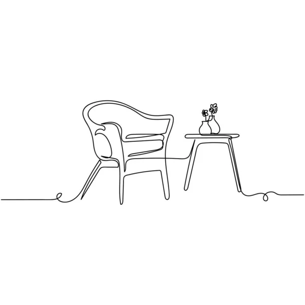 Vecteur Continu Une Seule Ligne Dessin Icône Chaise Avec Petite — Image vectorielle