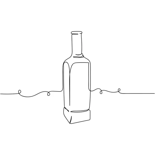 Vector Continuo Una Sola Línea Dibujo Icono Botella Alcohol Silueta — Vector de stock