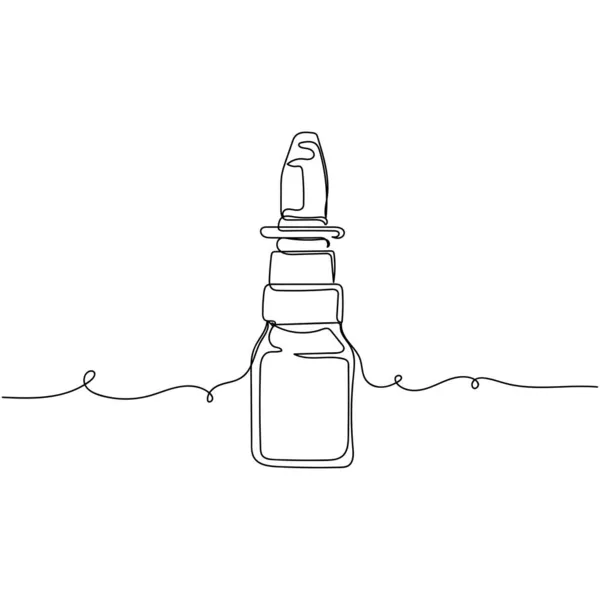 矢量连续一个单行绘图图标鼻腔喷雾瓶在轮廓的白色背景 线性风格化 — 图库矢量图片