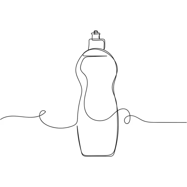 白い背景のシルエットにきれいな石鹸のボトルのベクトル連続一本の線画アイコン 線形形式 — ストックベクタ