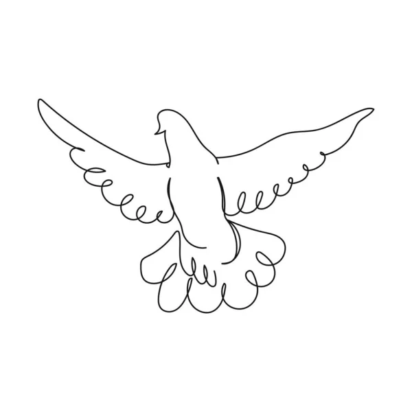 Vector Kontinuierlich Eine Einzige Linie Zeichensymbol Der Frei Fliegenden Taube — Stockvektor