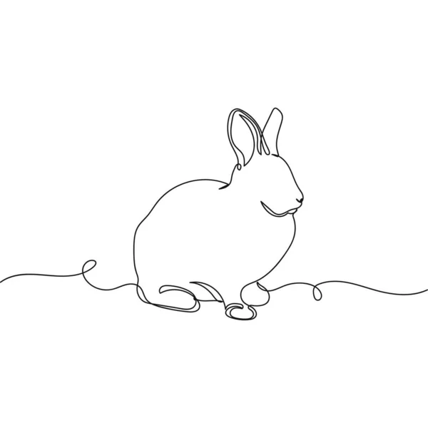 Векторная Непрерывная Одна Линия Рисунок Иконки Кролика Сидя Пасхальный День — стоковый вектор