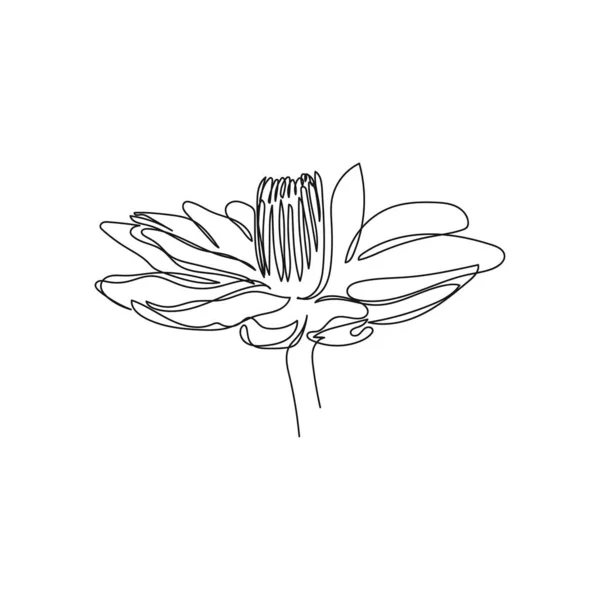 Beyaz Arkaplana Zambak Siluetinde Çiçek Ikonu Çizen Tek Bir Satır — Stok Vektör