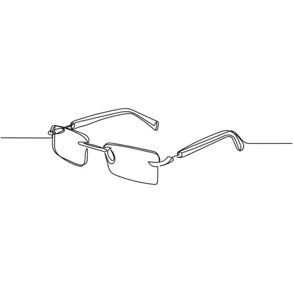 Vector Continuous One Single Line Drawing Icon Rimless Eye Glasses — Stock Vector