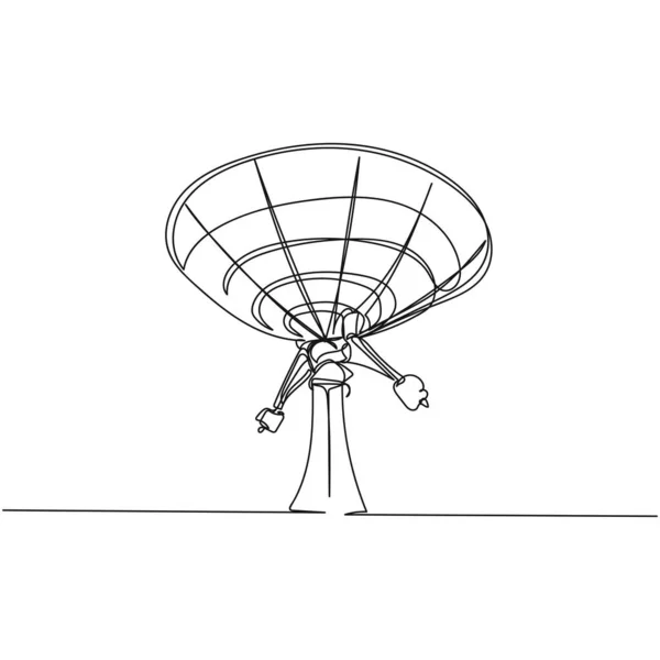 Вектор Безперервної Однієї Лінії Іконки Малювання Радіотелескопа Силуеті Білому Тлі — стоковий вектор